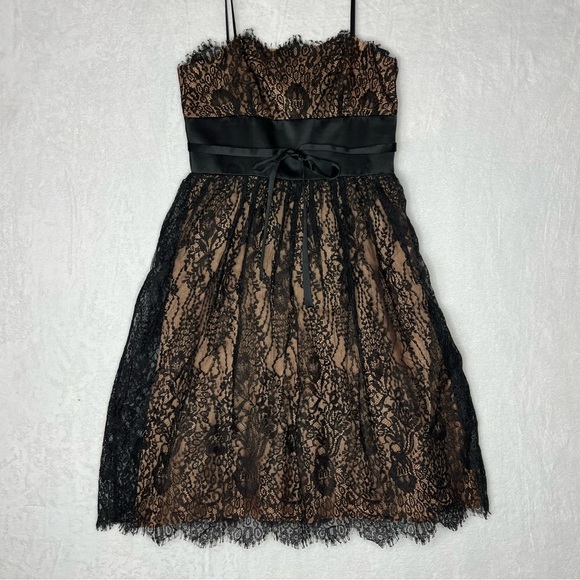 Laundry Shelli Segal Size 2 Cocktail Dress Lace Overlay Midi Cocktail Party NWT - Picture 1 of 14